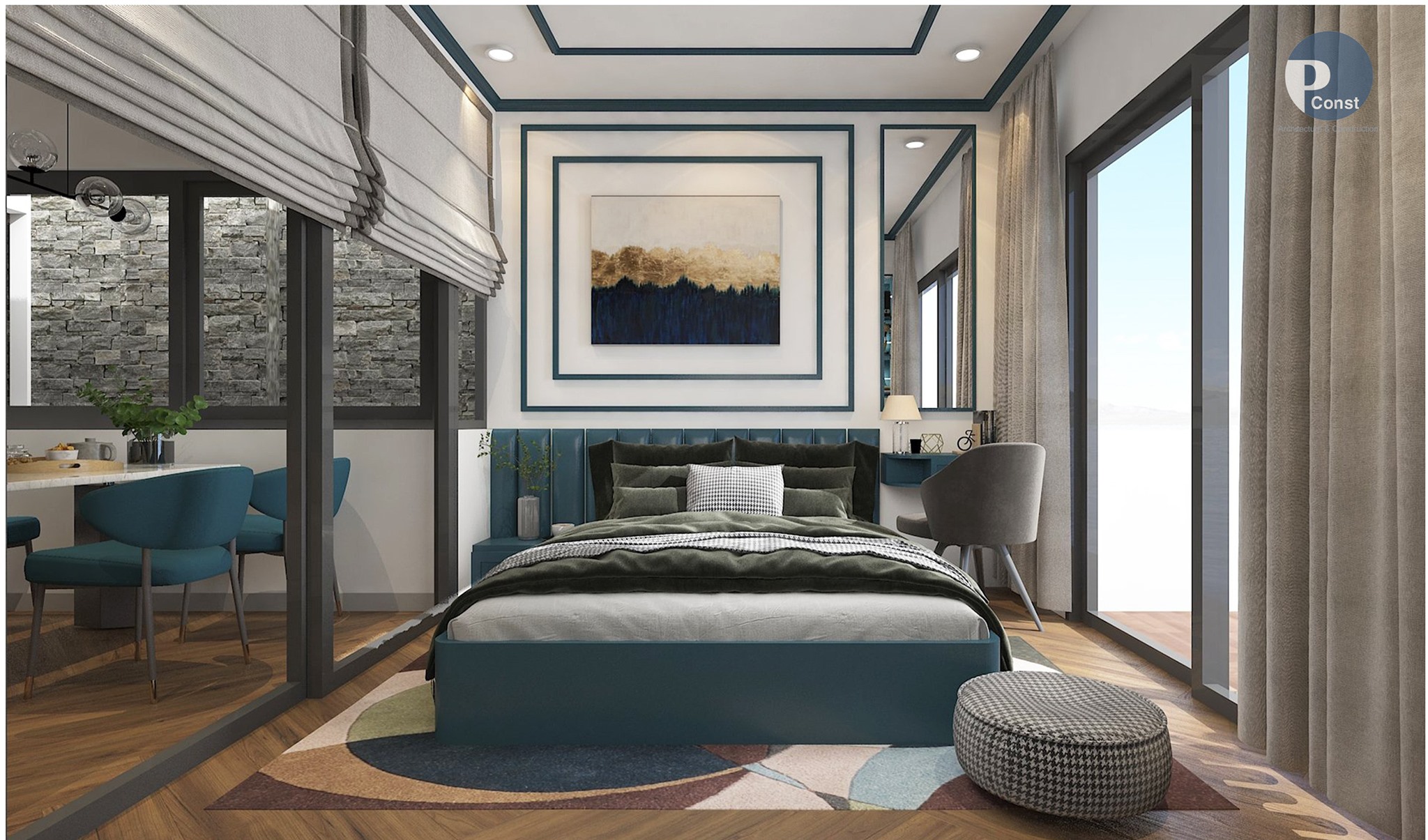 thiết kế phòng ngủ trong mẫu nhà tân cổ điển Nha Trang